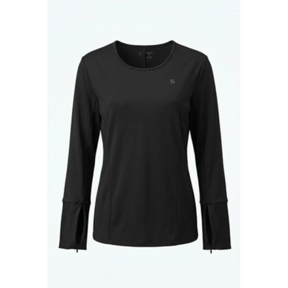 SKINNIFY Shirt Women 2XL Black Long Sleeve Weighted Training Top Gym Running